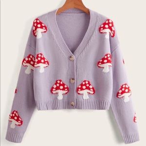 New in package Shein mushroom cardigan sweater size L (US 8-10)